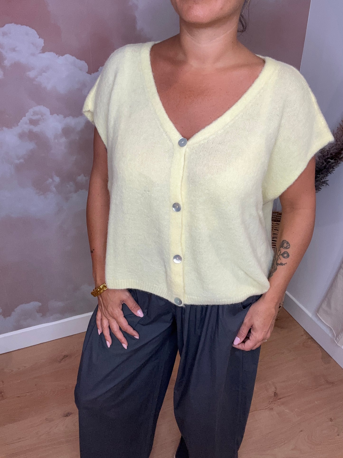 GILET BRIDGET JAUNE BEURRE