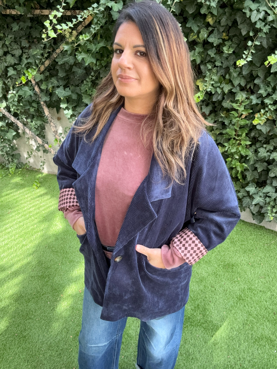 VESTE SIMONE VELOURS MARINE