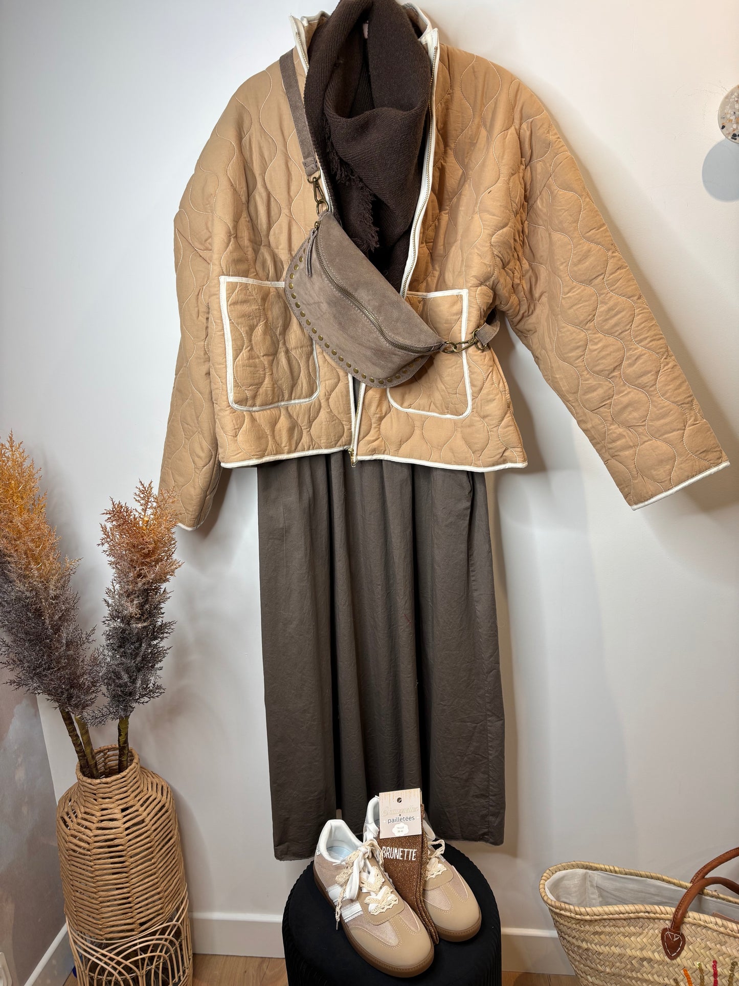 Robe longue taupe