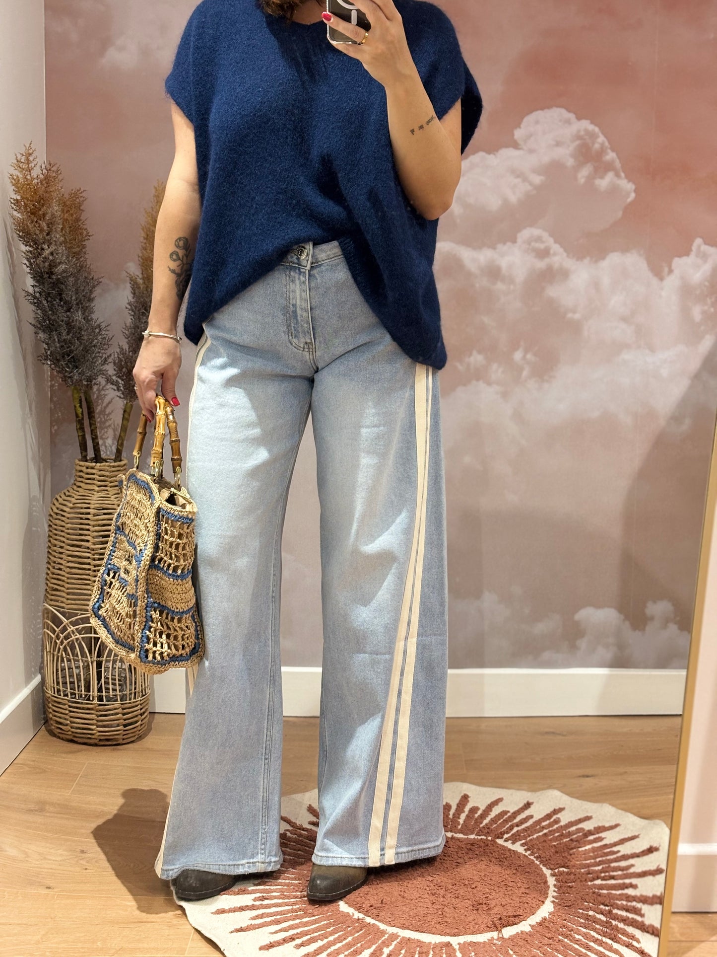JEAN LARGE A BANDES BLANCHES