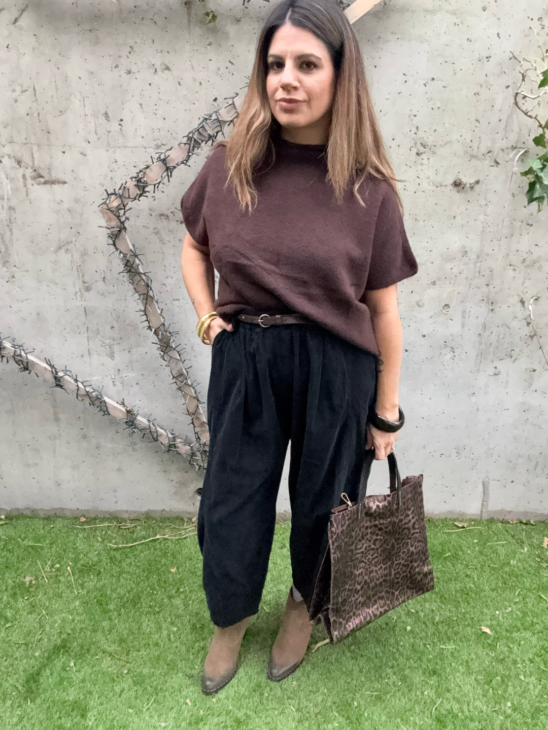 SAC LEOPARD CHOCOLAT