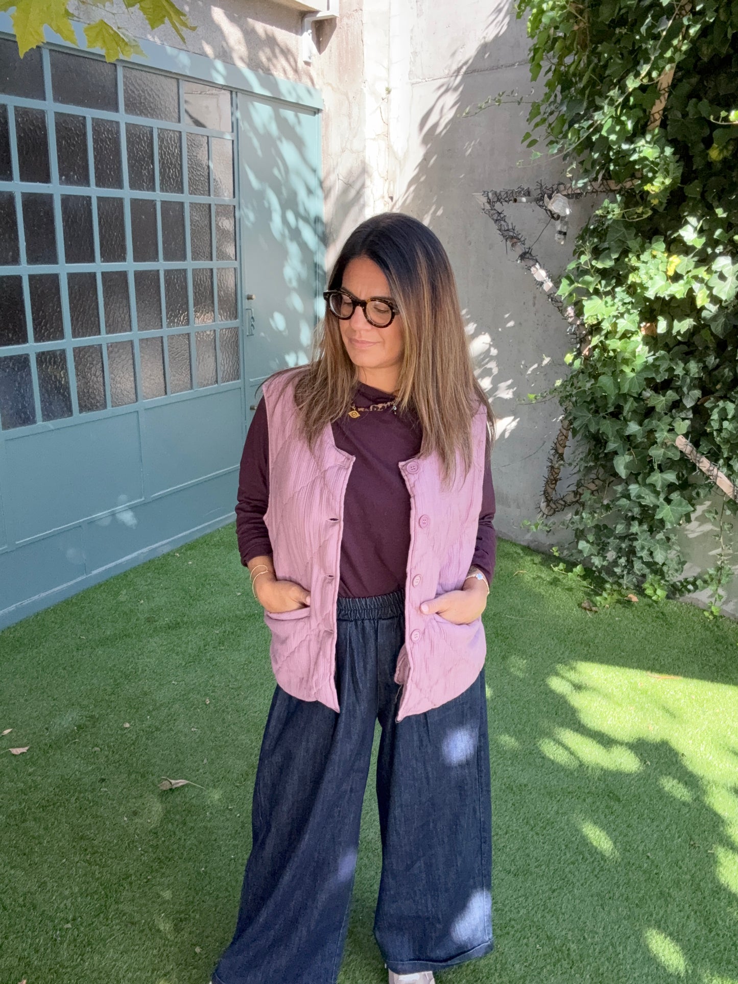 GILET MATELASSÉ ROSE POUDRÉ