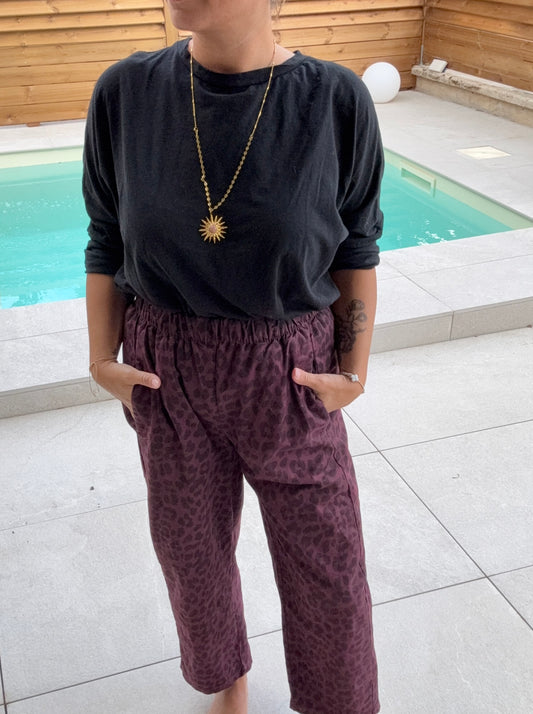 PANTALON MAGIC LEOPARD PRUNE