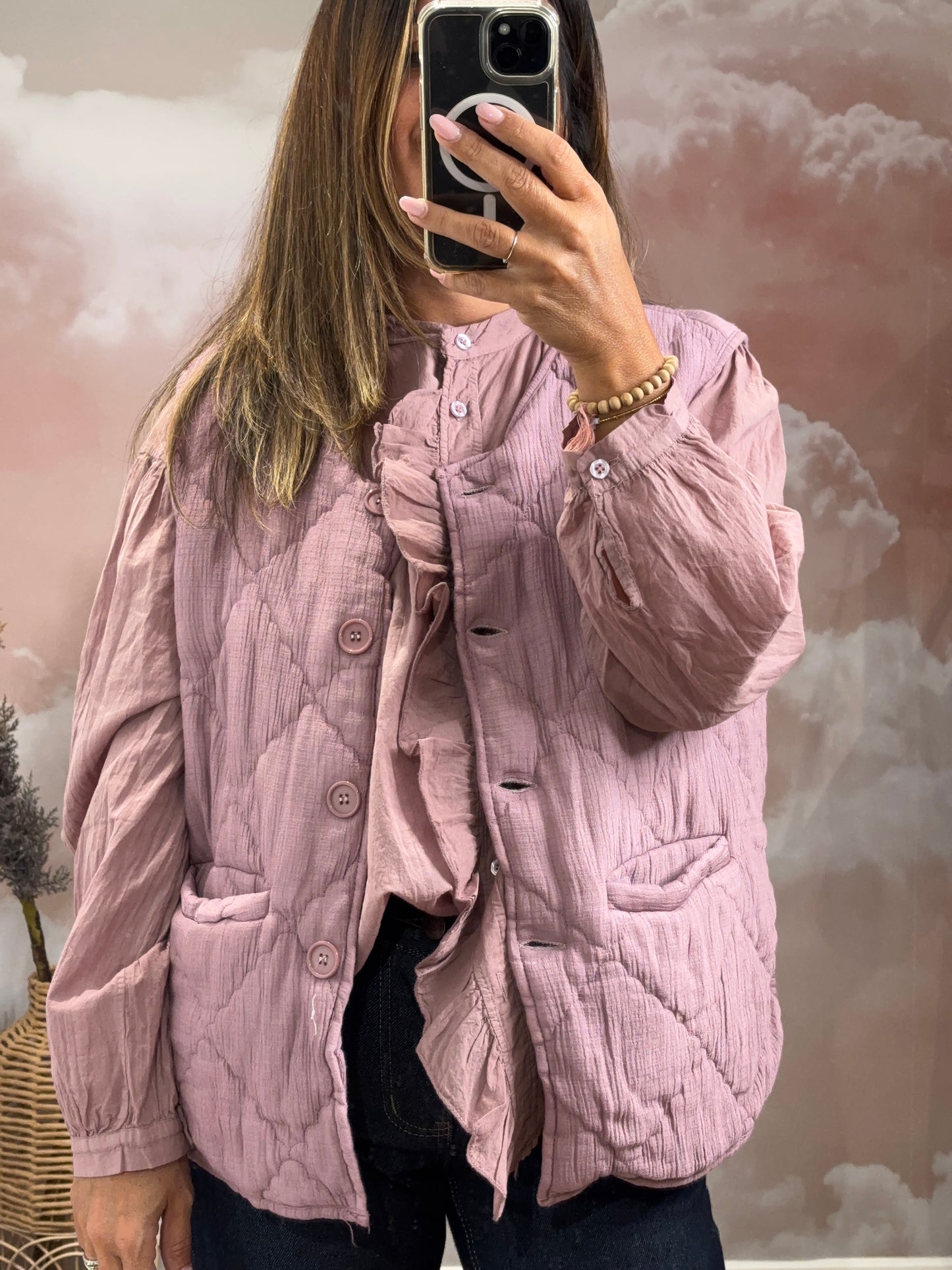 GILET MATELASSÉ ROSE POUDRÉ