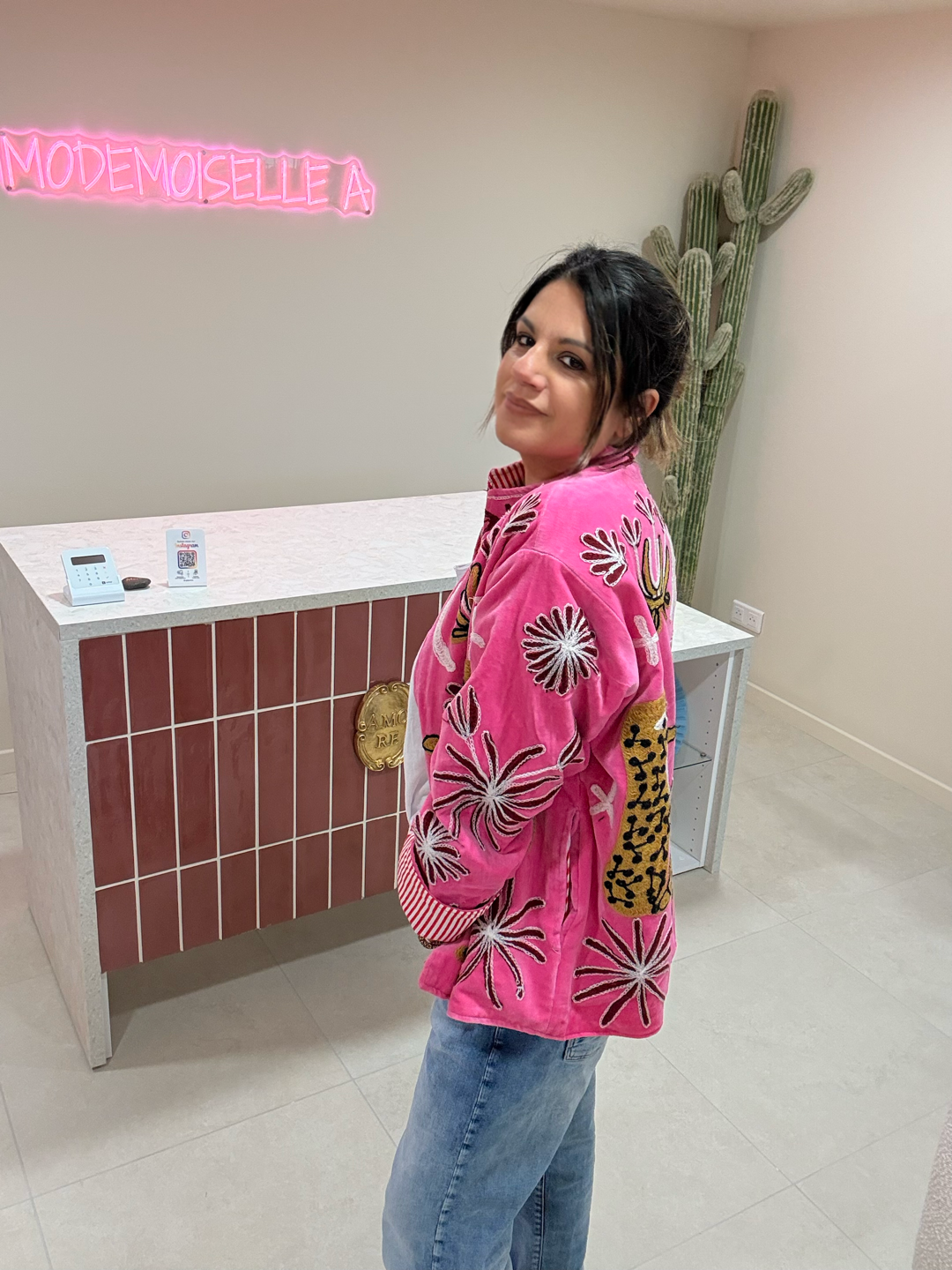VESTE ROSE A BRODERIE BOHÈME
