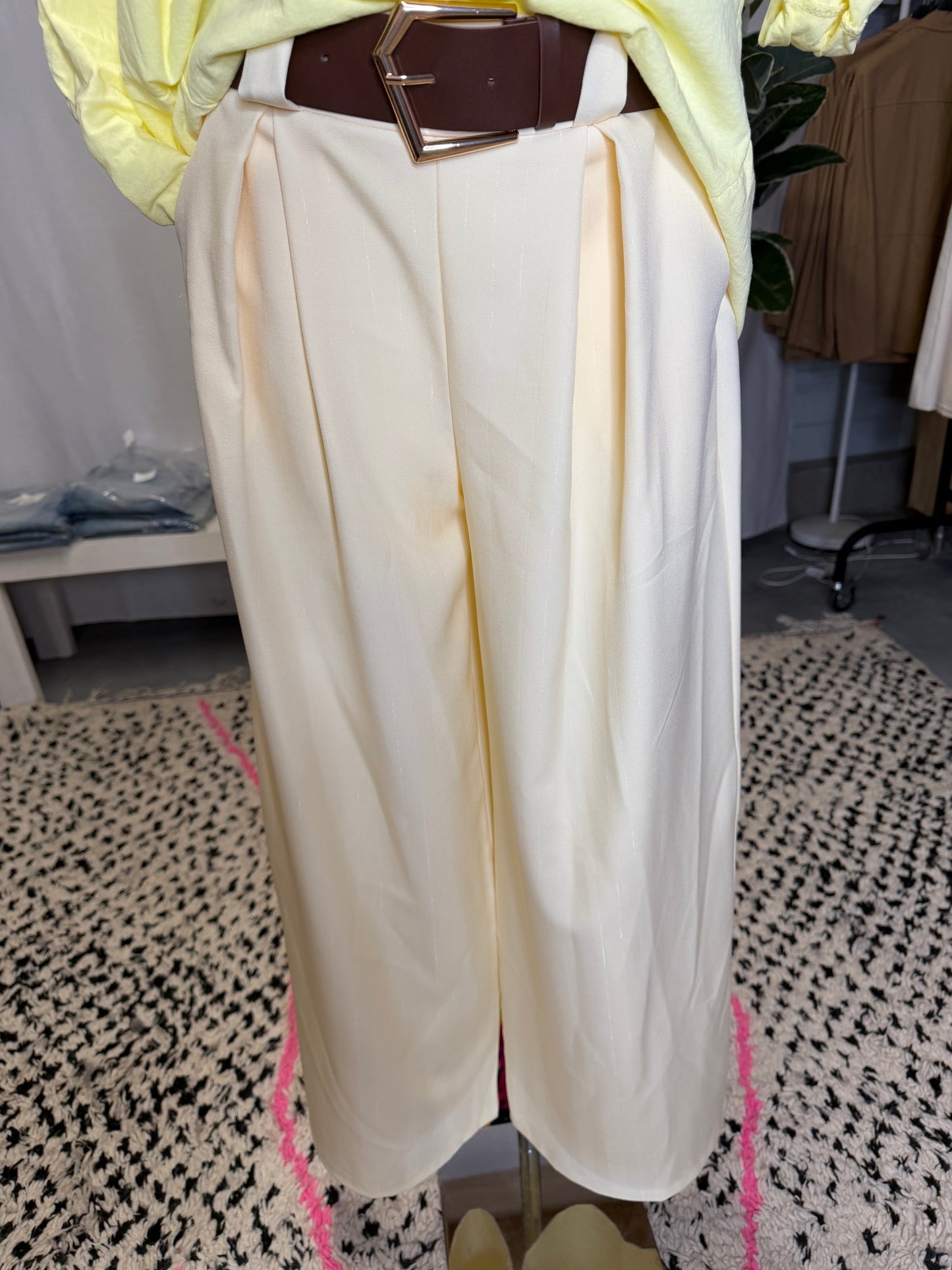 PANTALON LARGE ÉCRU