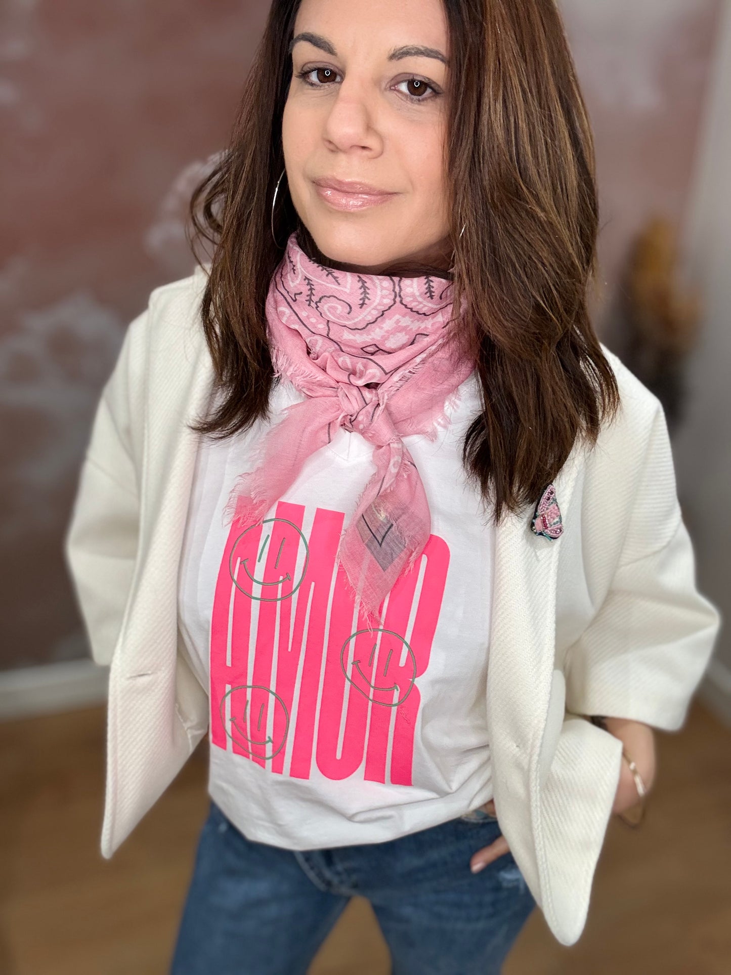T-SHIRT BLANC SMILEY