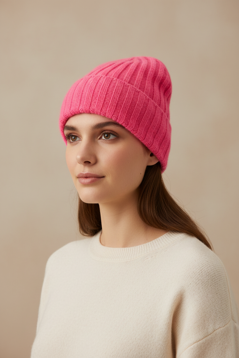ENSEMBLE BONNET/ECHARPE ROSE