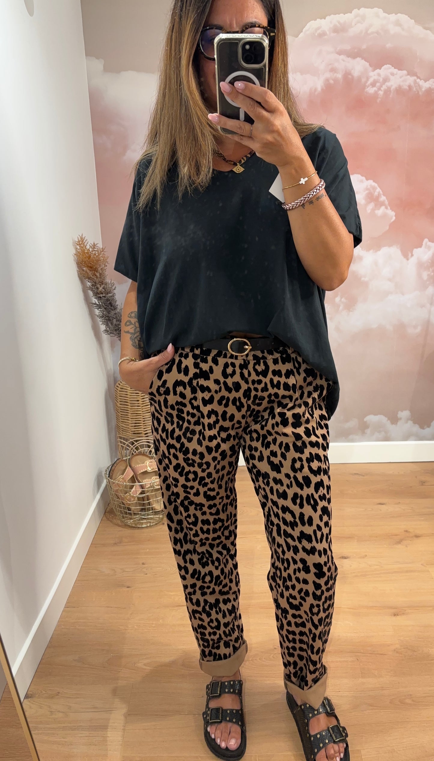 PANTALON LEOPARD AVEC CEINTURE