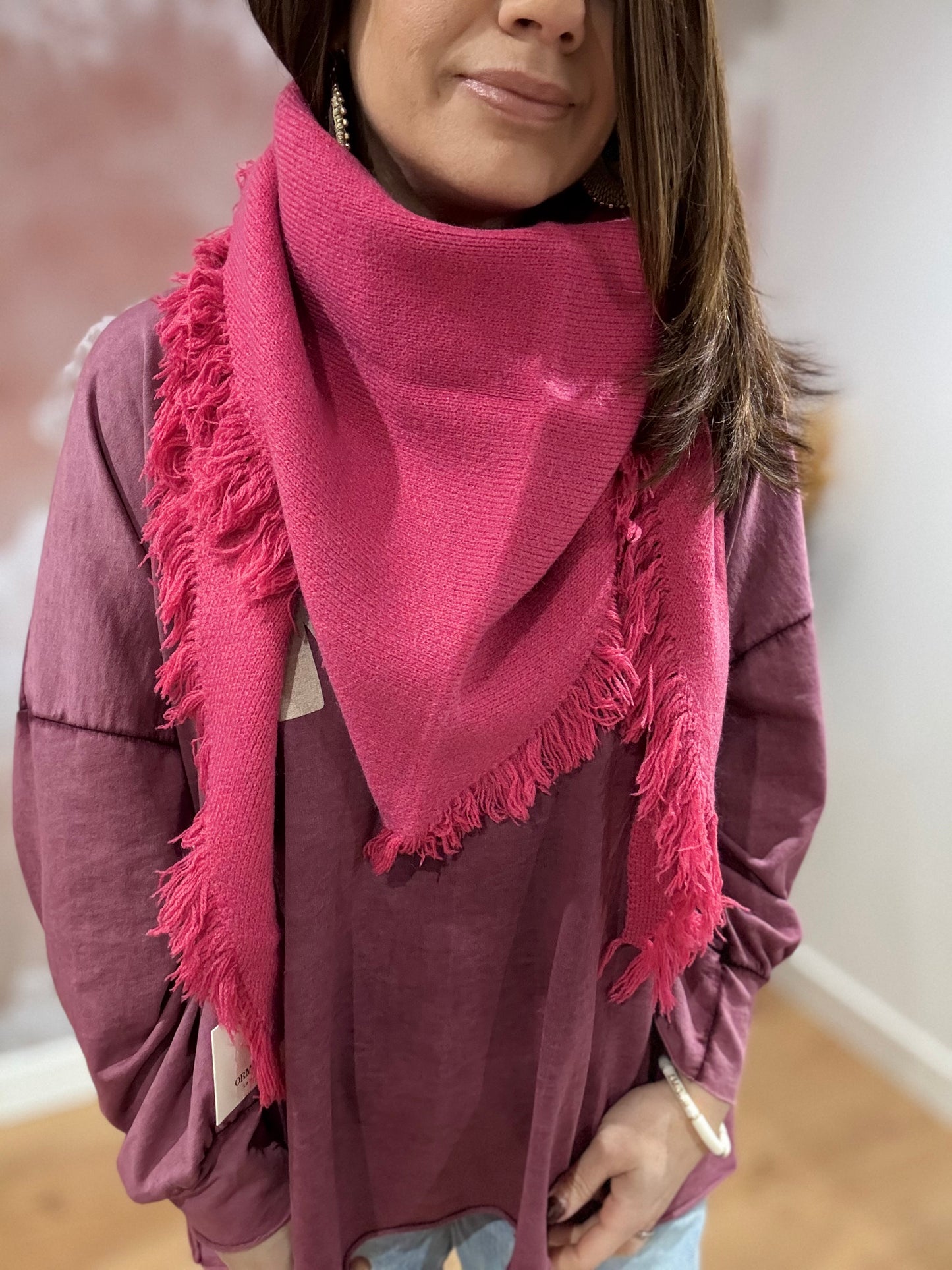 Écharpe à franges rose