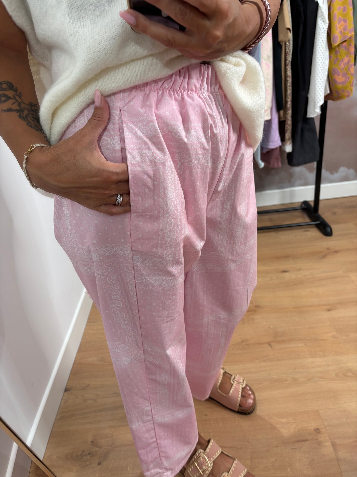 PANTALON ROSE BANDANA