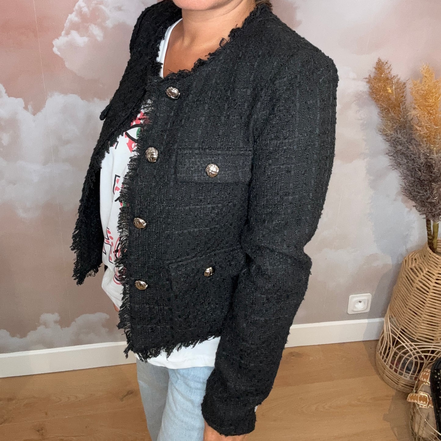 Veste tweed noire