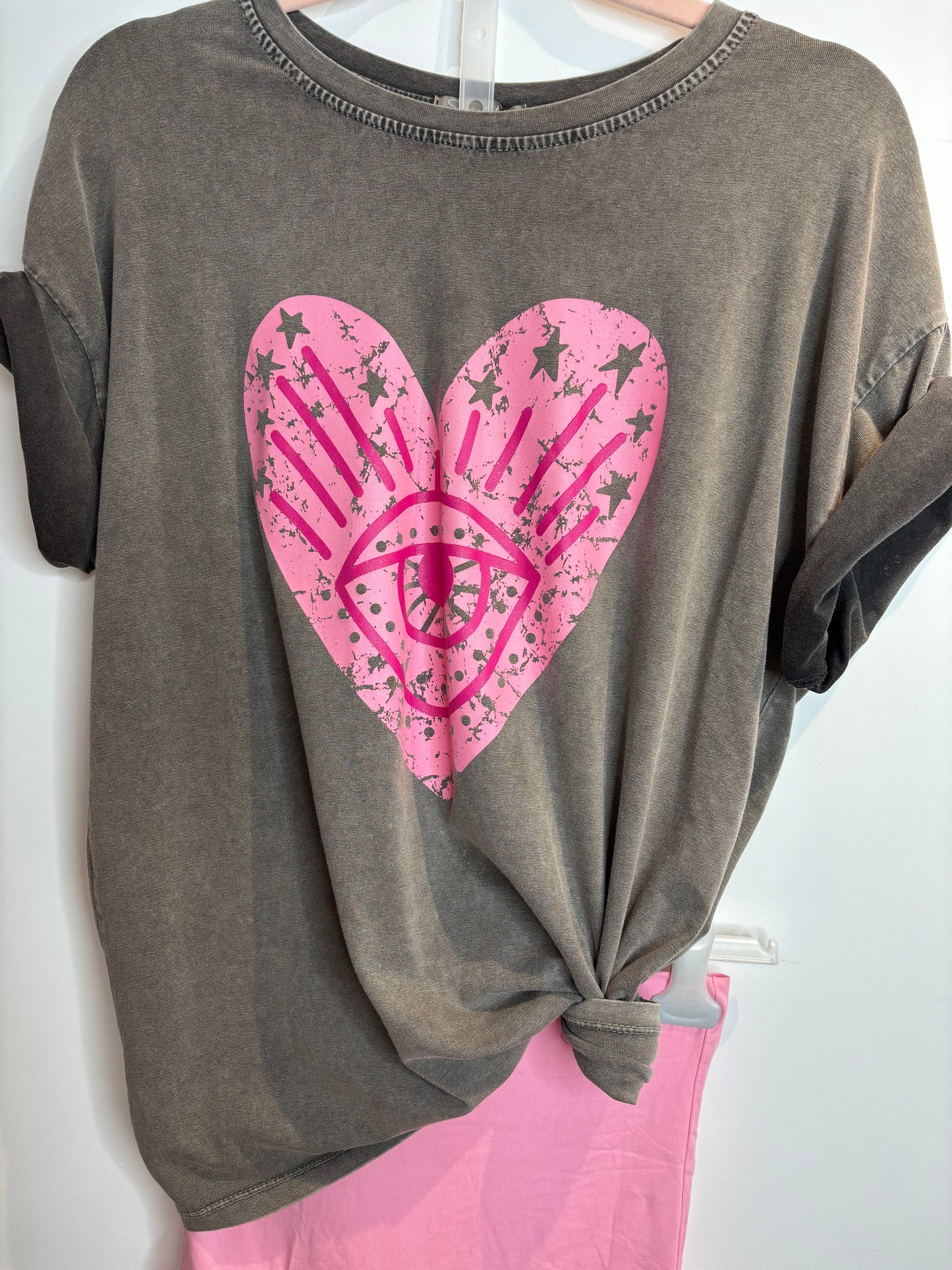 TEE-SHIRT GRIS CŒUR ŒIL