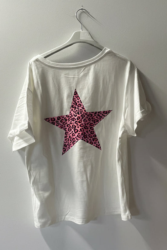 T-SHIRT ÉTOILE ROSE LÉOPARD
