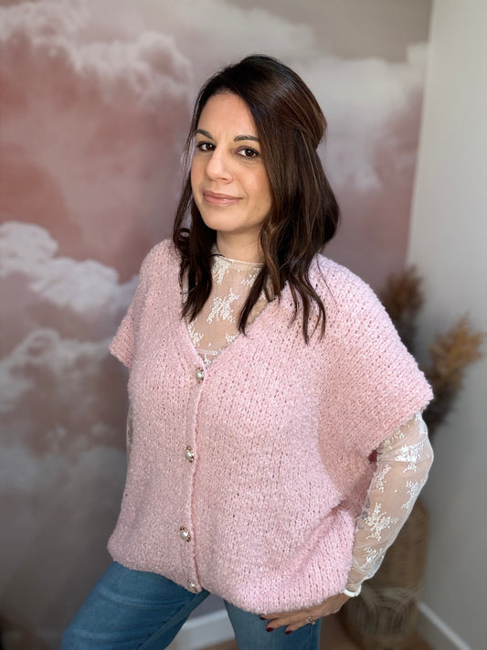 GILET ROSE GRANDE TAILLE
