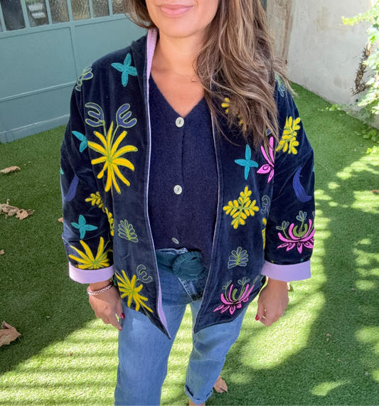 VESTE VELOURS MATELASSÉE BLEU MARINE THE CORNER