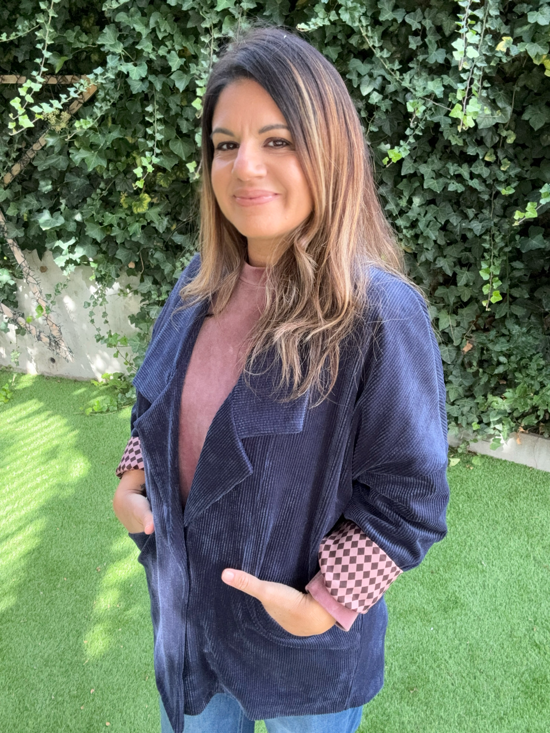 VESTE SIMONE VELOURS MARINE