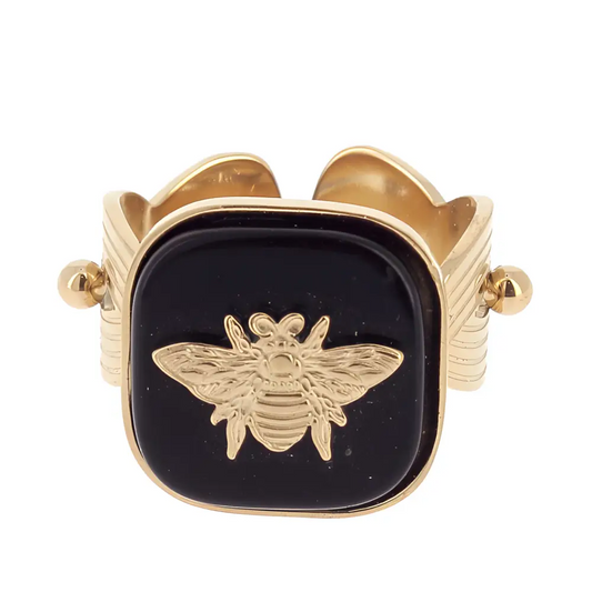 Bague abeille - Noire - Bague Abeille Carrée