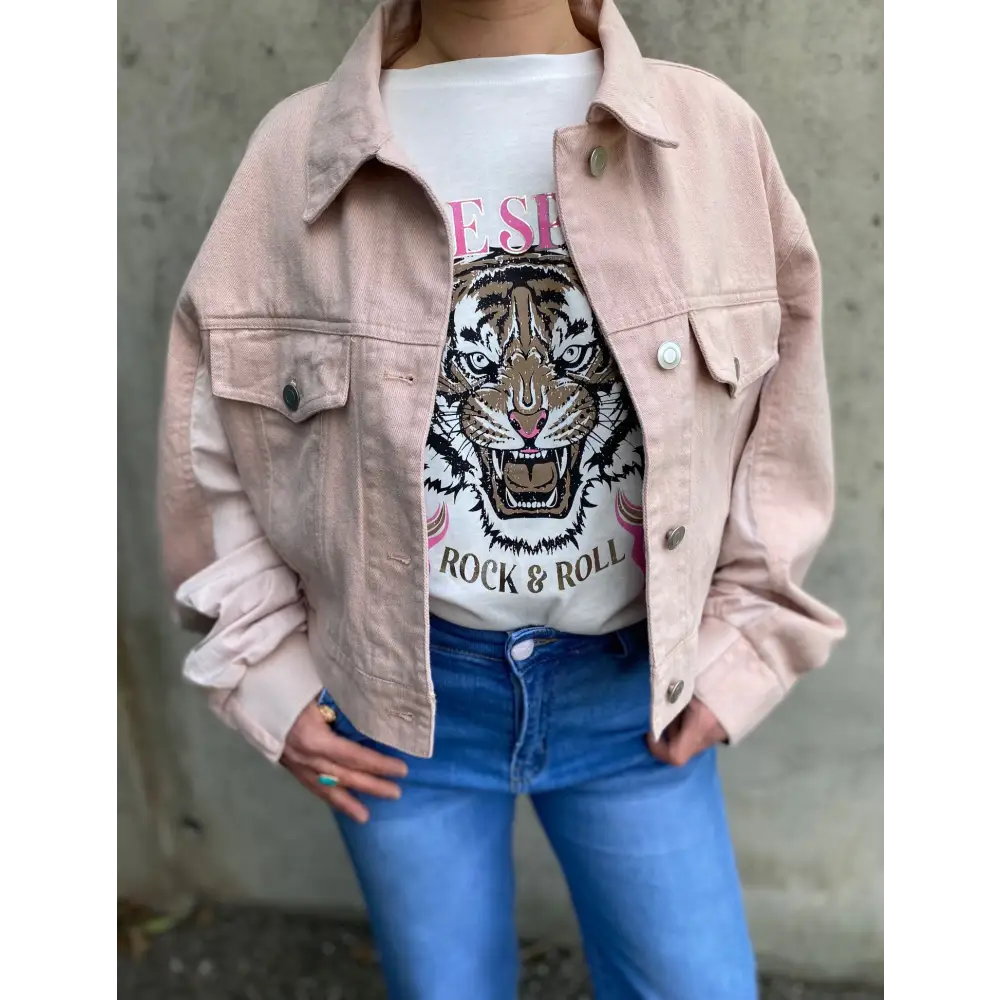 BLOUSON EN JEAN ROSE - Blouson