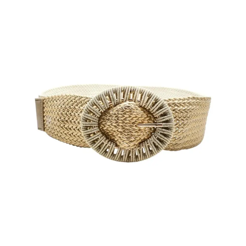 Ceinture brillante large tressée dorée