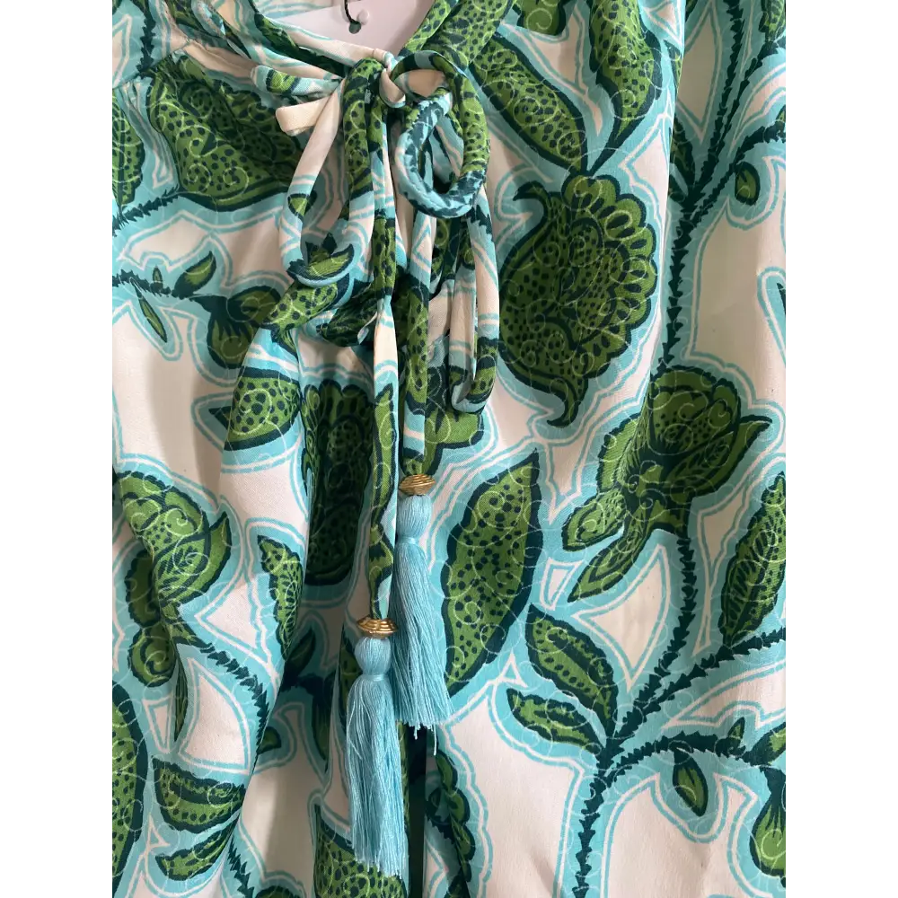Chemise Tunique Fluide Vert à Manches Longues Col Mao - Chemise