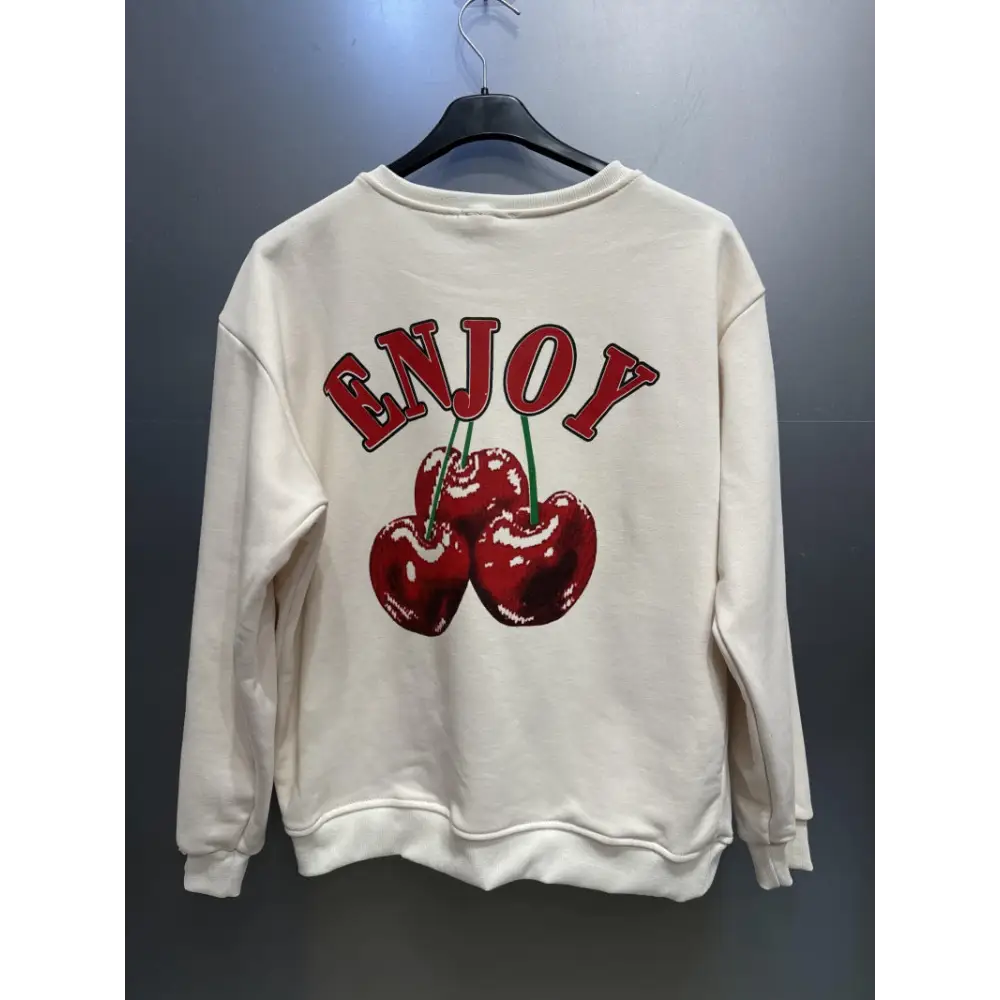 Sweat écru cerise rouge - Sweat Sweat écru cerises rouges