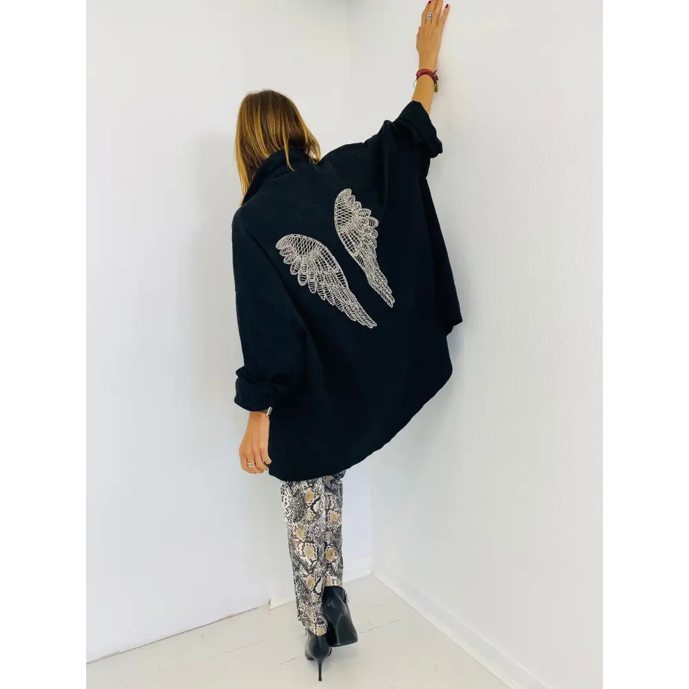 SUR CHEMISE NOIRE AILES OVERSIZE - veste