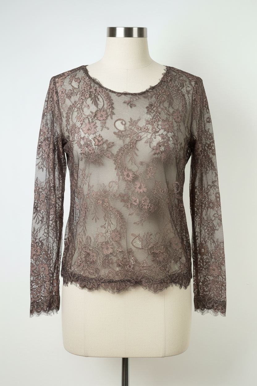 TOP GUIPURE CHOCOLAT