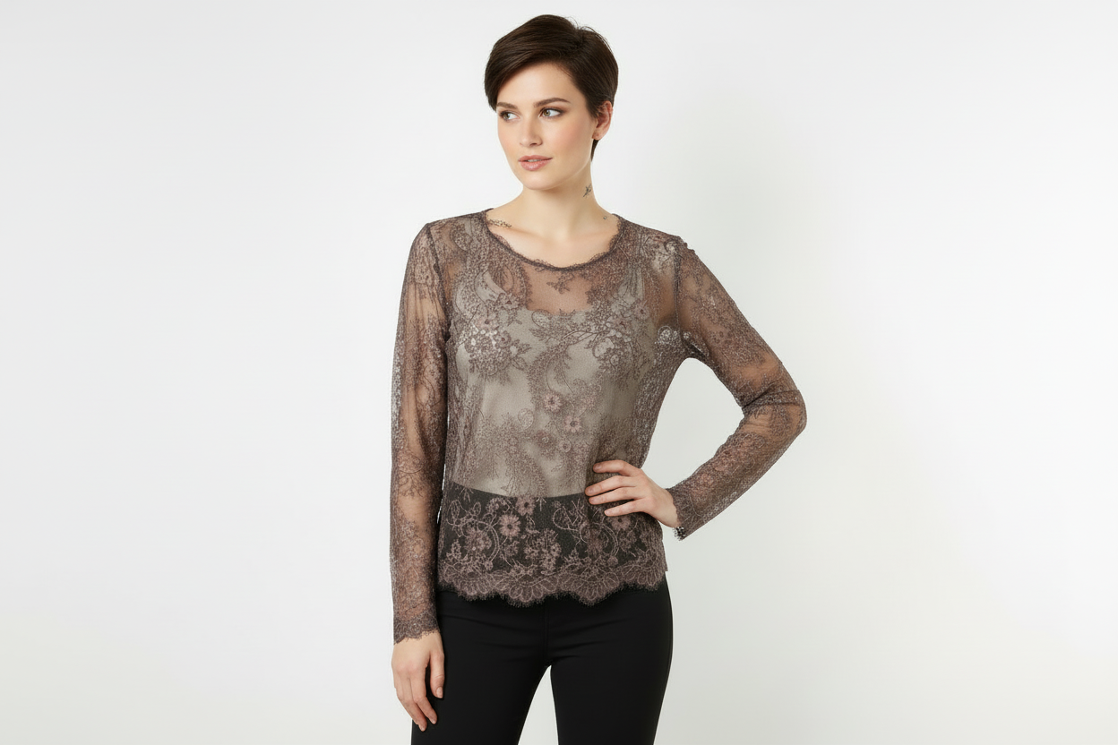 TOP GUIPURE CHOCOLAT