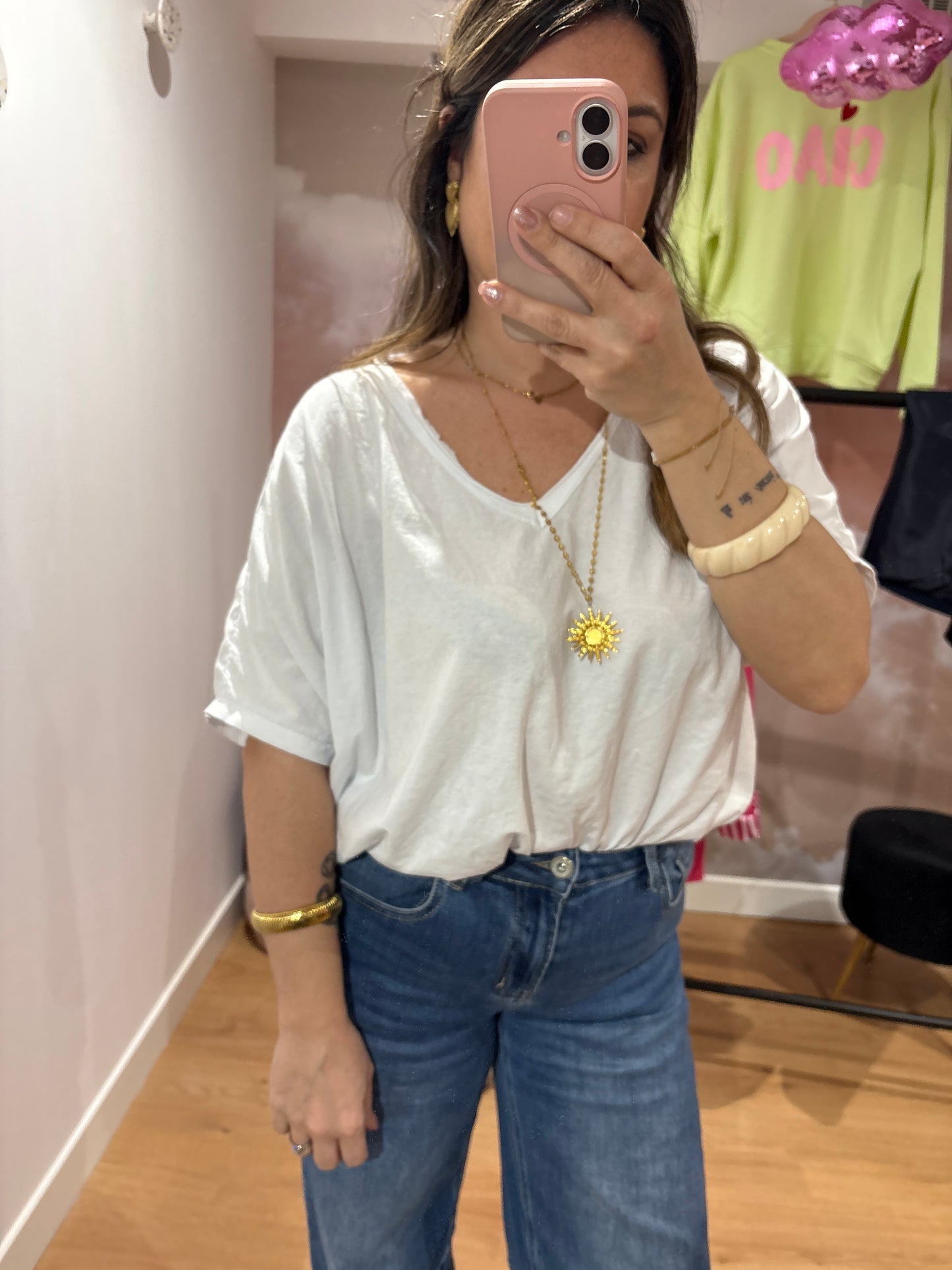 T-SHIRT ROMEO COL V BLANC