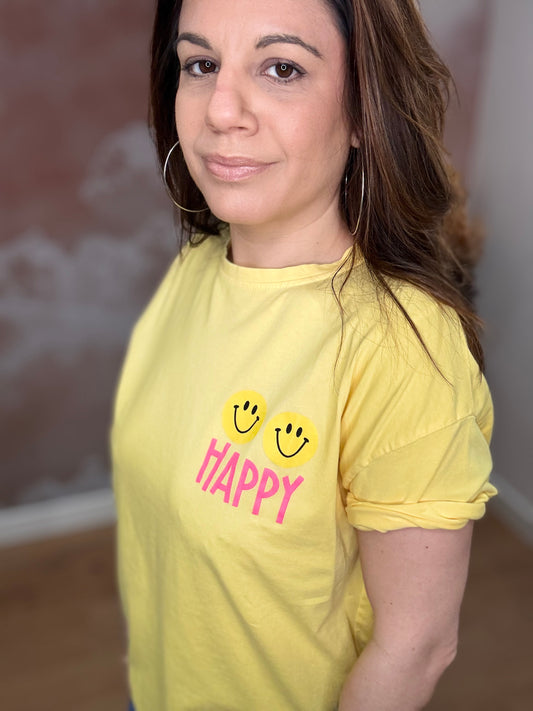 T-SHIRT HAPPY JAUNE