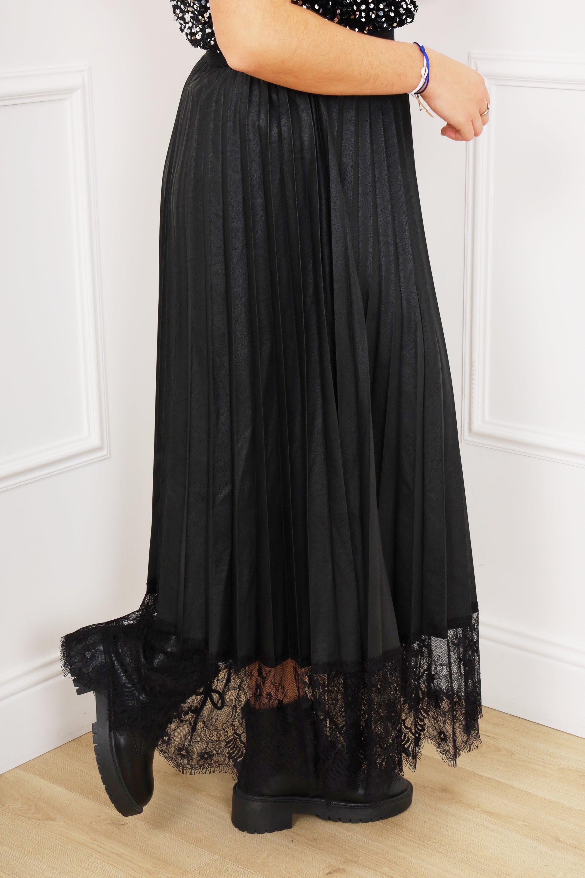 Jupe Eloise Simili Cuir Dentelle 38-44 Modemoiselle A