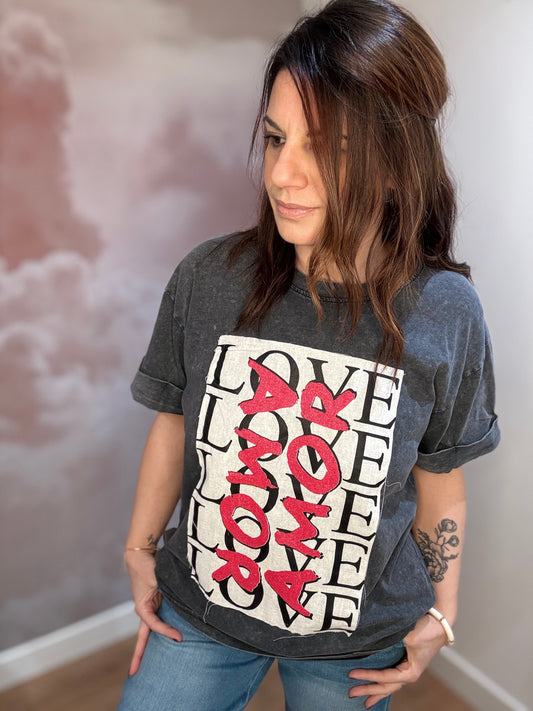 T-SHIRT GRIS LOVE