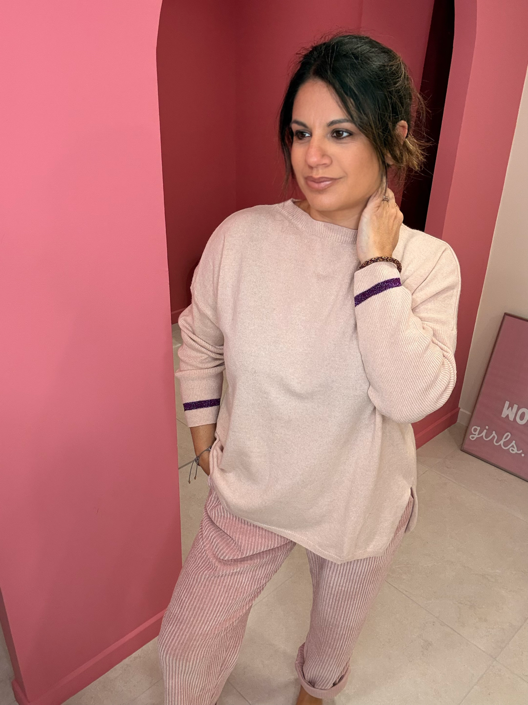 PULL ROSE EN CACHEMIRE