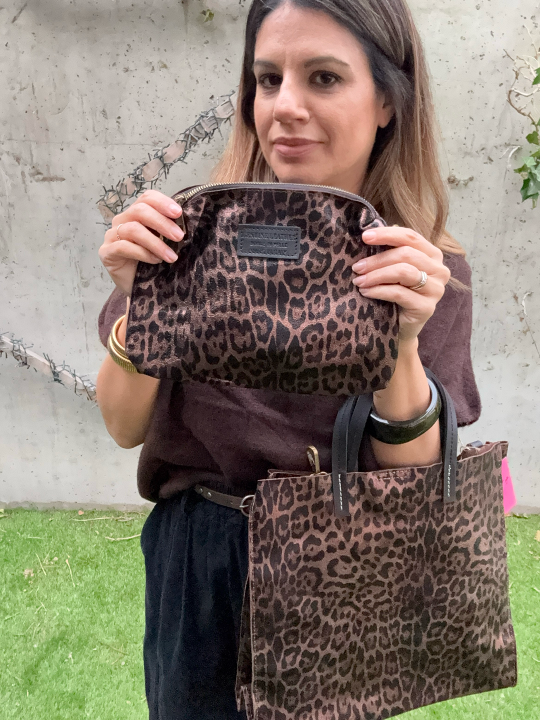 SAC LEOPARD CHOCOLAT