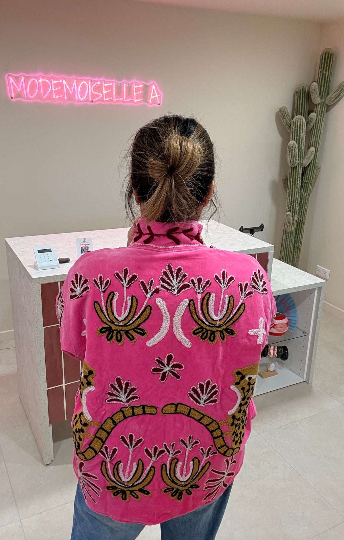 VESTE ROSE A BRODERIE BOHÈME