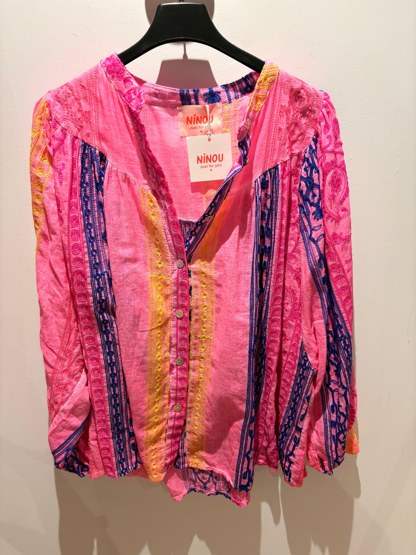 BLOUSE ROSE ET MARINE