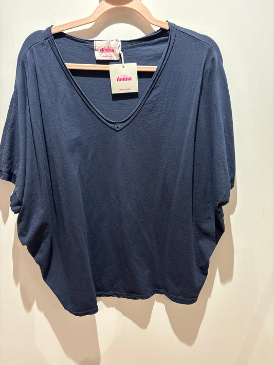 T-SHIRT ROMEO COL V MARINE