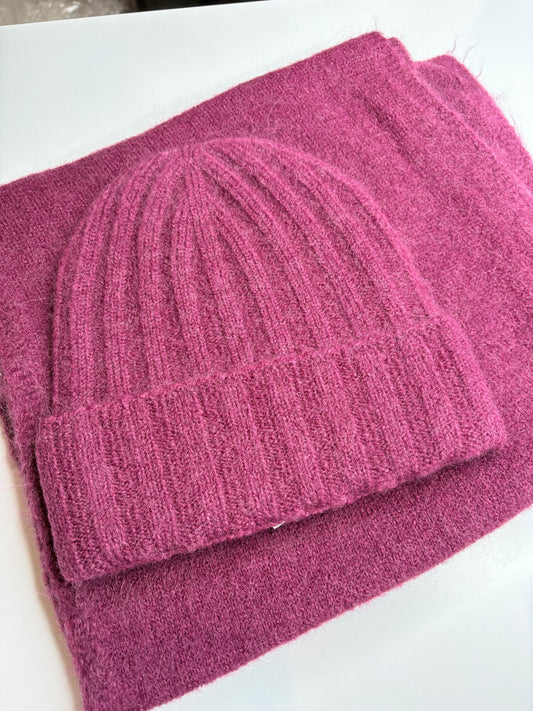 ENSEMBLE BONNET/ECHARPE PRUNE