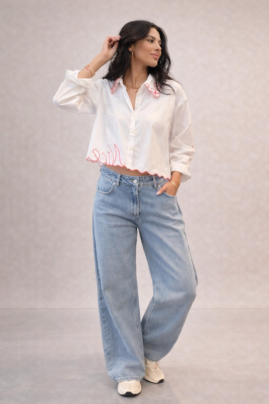 CHEMISE BLANCHE ET ROUGE JOHANNA PARIS