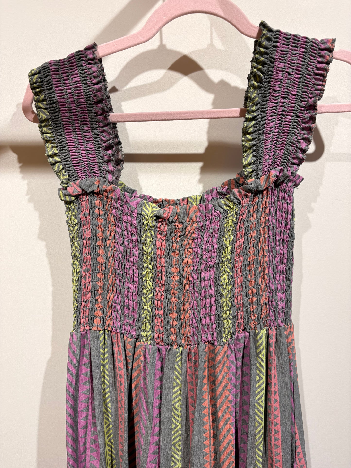 ROBE LONGUE SMOCKÉE KAKI