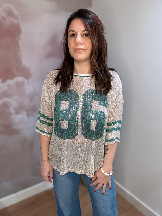 T SHIRT SEQUINS VERTS