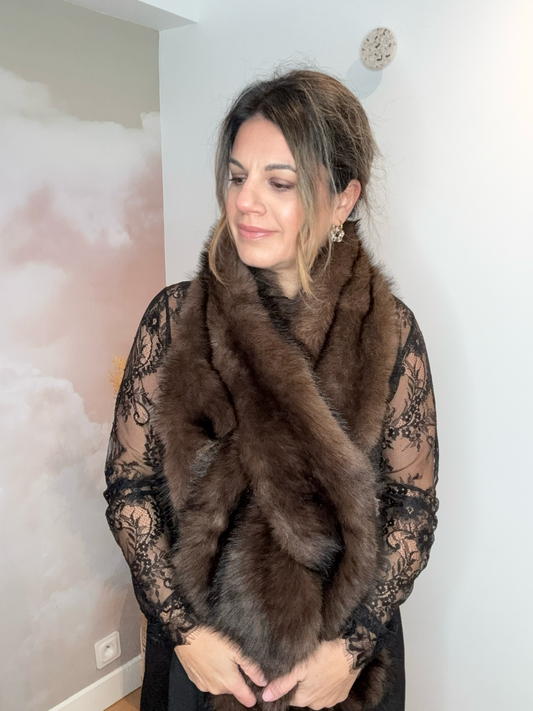 ÉCHARPE FOURRURE CHOCOLAT