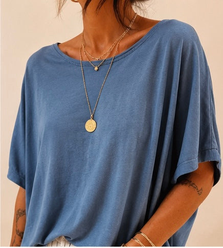 T-SHIRT ROMEO COL ROND BLEU DENIM