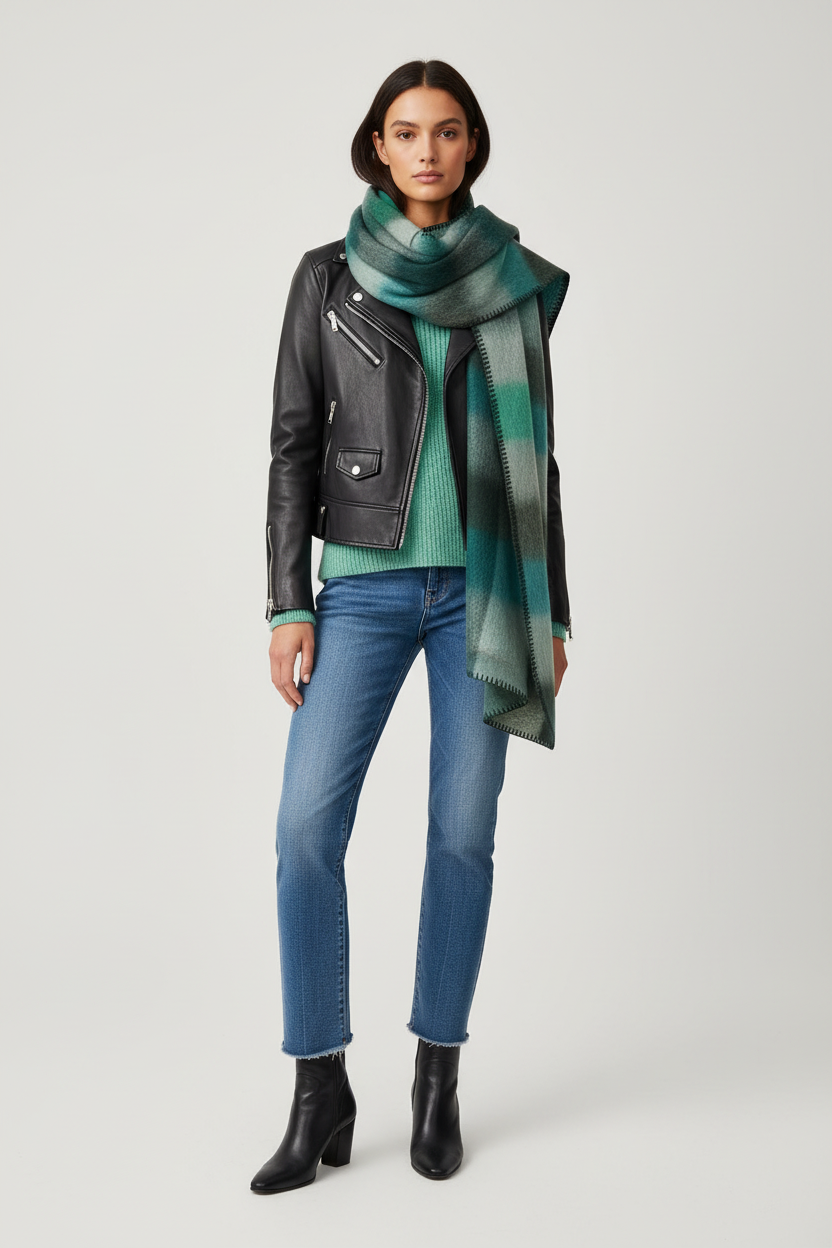 ÉCHARPE A CARREAUX  VERTE