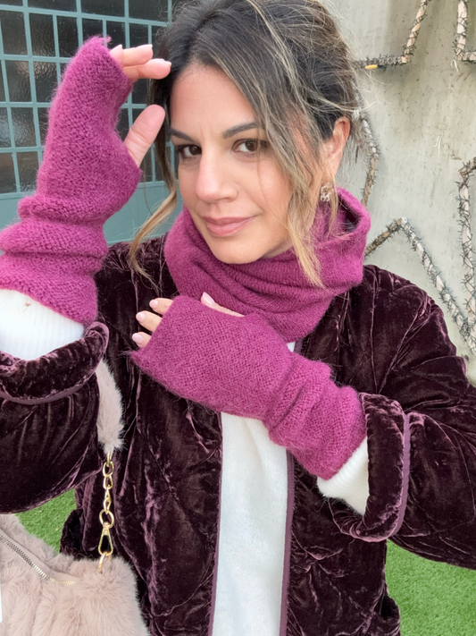 MITAINES + TOUR DE COU PRUNE