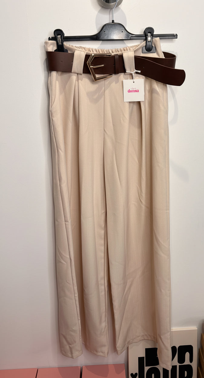 PANTALON LARGE ÉCRU