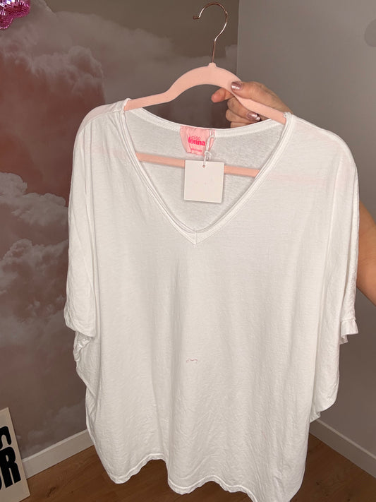 T-SHIRT ROMEO COL V BLANC CASSÉ