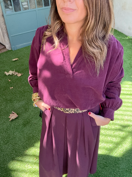 BLOUSE VELOURS PRUNE