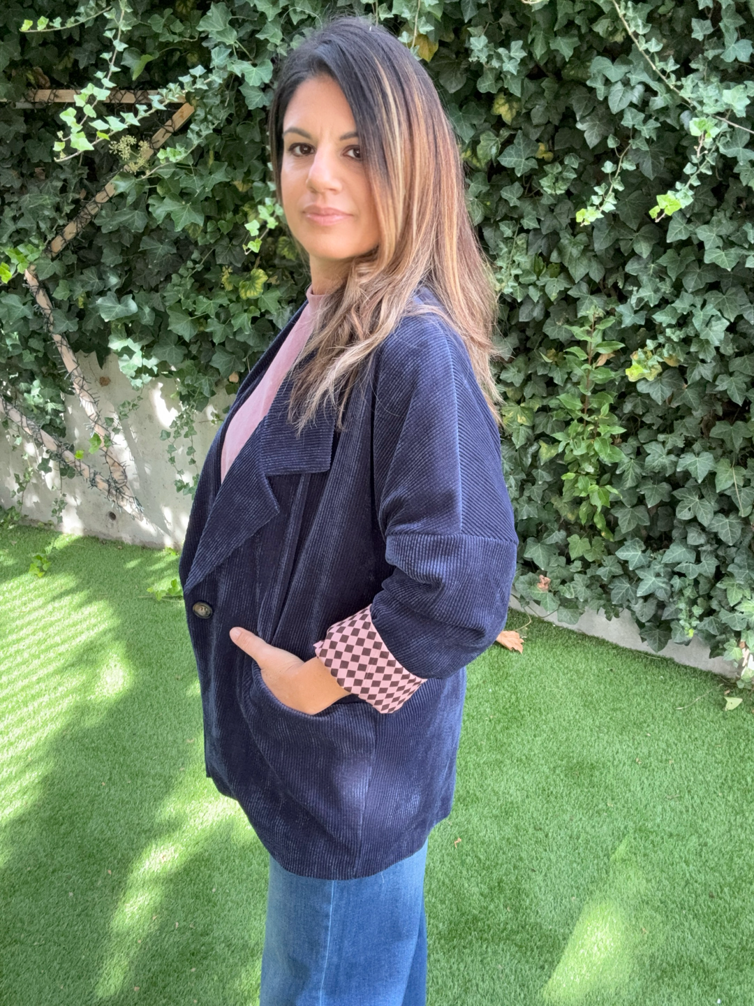 VESTE SIMONE VELOURS MARINE